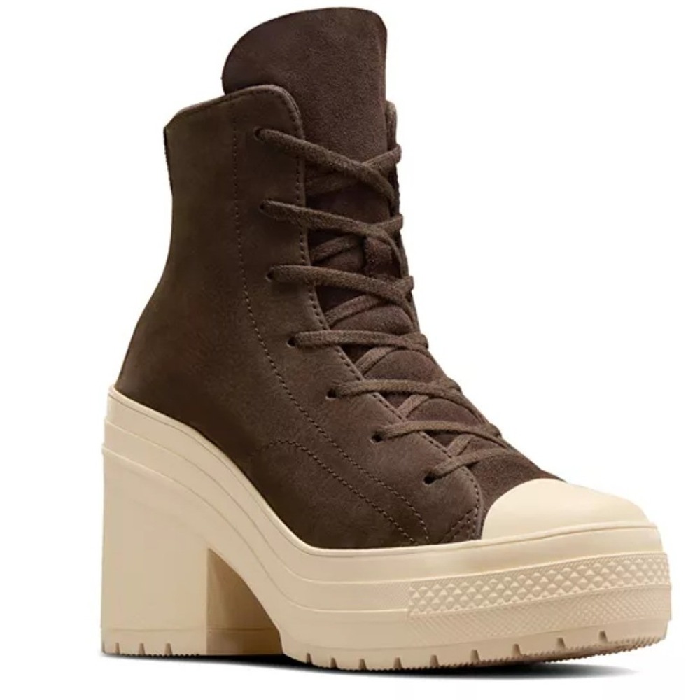 Converse Chuck 70 De Luxe Platform Heel Boots Women 9.5 Mocha Brown Suede Y2K
